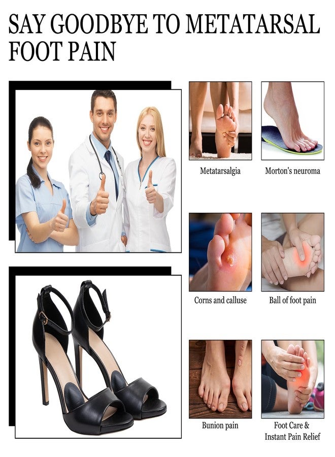 Threlaco ثريلاكو 4 أزواج من وسادات مشط القدم للنساء والرجال، مصنوعة من الجلد، تدعم قوس مشط القدم، وسادات لتخفيف آلام مشط القدم، وسادات قدم سميكة 1/3 بوصة (أسود). - Image 4